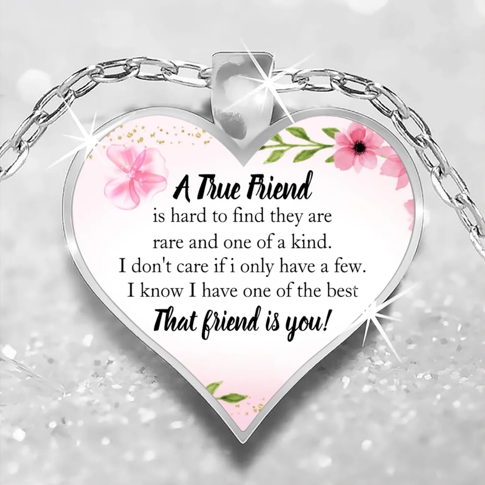 Silver "A True Friend" pendant necklace